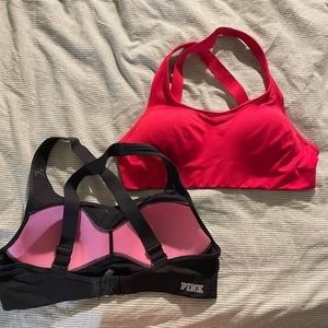 PINK sports bras, medium support ($20 as a set or $12 each)